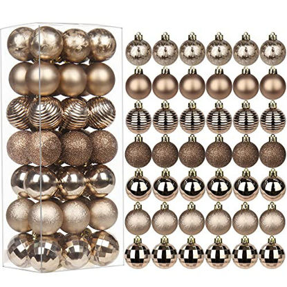 Picture of 1.57" Christmas Ball Ornaments 42 Pcs Christmas Tree Decorations Shatterproof Hanging Christmas Small Brown Ornament Balls for Holiday Party Wreath Tabletop Xmas Tree Decor