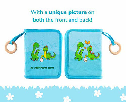 Picture of Babys First Photo Album - The Plush Cloth on Our Baby Soft Photo Album Make The Soft Photo Book Ideal for Babys - Drool Proof Pages Protect Photos in Our Cloth Photo Album for Babies (Blue Dinosaurs)