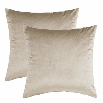 Picture of GIGIZAZA Decorative Couch Throw Pillow Cover,Sofa 20x20 Cream Throw Pillows,Square Farmhouse Velvet Throw Cushions