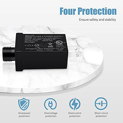 Picture of 12V 0.75A Class 2 Power Supply, 9W IP44 Waterproof LED Low Voltage Transformer with US Plug, for Outdoor String, Inflatable Devices.etc