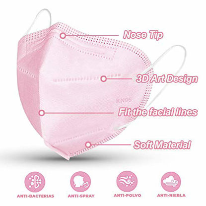 Picture of [10 Pieces] Disposable KN95 Face Mask Mouth Cover Masks (Pink)