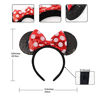 Picture of Mouse Ears Bow Headbands, 2 PCS Shiny Sequin Bow Headbands Classic Mouse Ears Headbands for Adult Women Girls(Red Sequin & Red Dot )