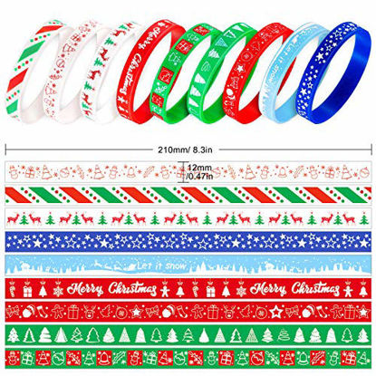 Picture of Whaline 54pcs Christmas Silicone Bracelet Xmas Rubber Band Wristband Merry Christmas Wristband, Accessories Gift for Holiday Decoration Wrist Band Party Supplies