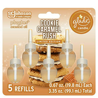 Picture of Glade PlugIns Refills Air Freshener, Scented and Essential Oils for Home and Bathroom, Cookie Caramel Rush, 3.35 Fl Oz, 5 Count