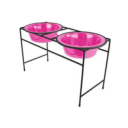Picture of Platinum Pets Double Diner Feeder with Stainless Steel Dog Bowls, 3.5 cup/28 oz, Bubble Gum Pink