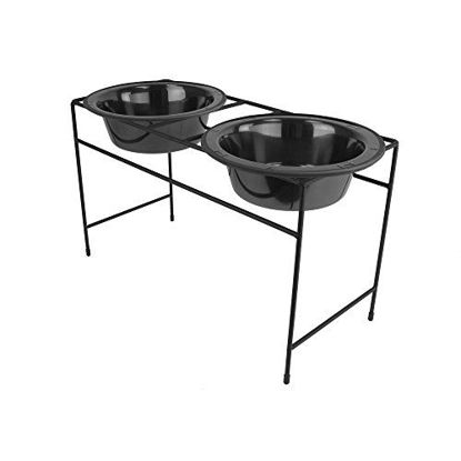 Picture of Platinum Pets Double Diner Feeder with Stainless Steel Dog Bowls, 3.5 cup/28 oz, Black Chrome