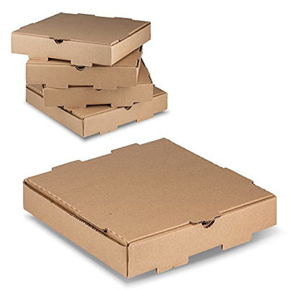 Picture of 10" Length x 10" Width x 1.75" Depth Corrugated Kraft B-Flute Pizza Box Keeps Pizza Fresh by MT Products (10 Pieces)