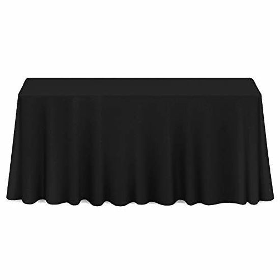 Picture of Lann's Linens - 90" x 132" Premium Tablecloth for Wedding / Banquet / Restaurant - Rectangular Polyester Fabric Table Cloth - Black