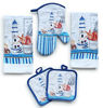 Picture of Kitchen Decor Linen Set Includes 2 Dish Towels, 2 Square Pot Holders, 1 Oven Mitt | Tall Lighthouse Printed Kitchen Towels Linen Set For Cooking, Baking, Housewarming and Decoration (Set of 5 Piece)