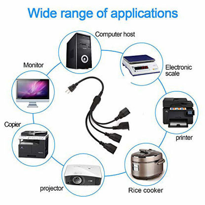 Picture of UL Listed XINYUWIN 3 Prong 1-to-4 Power Cord Splitter Cable - 20" Inches Power Extension Cord - Cable Strip Outlet Saver - 16AWG (Black)