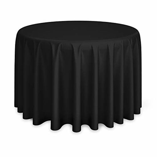 Picture of Lann's Linens - 108" Round Premium Tablecloth for Wedding / Banquet / Restaurant - Polyester Fabric Table Cloth - Black