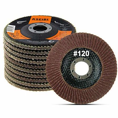 Picture of KSEIBI Aluminum Oxide 4 1/2 Inch Auto Body Flap Disc Sanding Grinding Wheel 10 Pack (120 Grit)