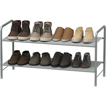 Picture of Simple Houseware 2-Tier Shoe Rack Storage Organizer, Grey