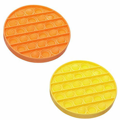 Picture of 2 Pack Push pop pop Bubble Sensory Fidget Toy, Autism Special Needs Stress Reliever Silicone Stress Reliever Toy, Squeeze Sensory Toy for Kid and Adult Round Yellow Orange
