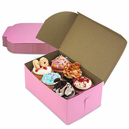 Picture of [25 Pack] Pink Bakery Boxes - 6.5 x 4 x 2.75 Inches Pink Cake Boxes - Pastry Box for Cupcakes, Desserts, Cookies, Candies - Ideal Packaging for Bakeries and Home-Made Baked Favors, and Gifts