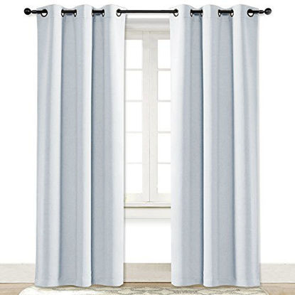 Picture of NICETOWN Cloud Grey Window Curtain and Drape Easy Care Solid Thermal Insulated Grommet Room Darkening Drapery for Kid's Room (1 Panel, 42 by 84)
