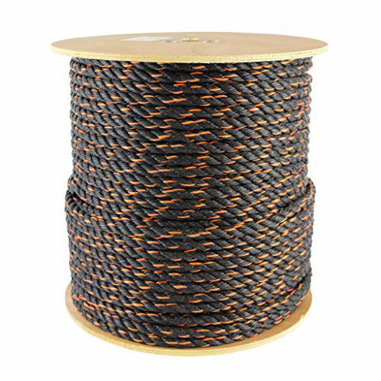 Picture of SGT KNOTS California Truck Rope - Twisted Polypropylene Rope for Cargo Straps, Boating and More (3/4" x 25ft, BlackOrange)