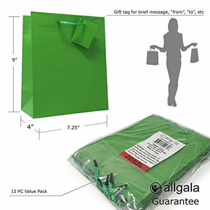 Picture of Allgala 12PK Value Premium Solid Color Paper Gift Bags (09"MED-Green-GP50071)