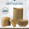 Picture of [250 Pack] 0.50 lb Heavy Duty Disposable Kraft Brown Paper Food Trays Grease Resistant Fast Food Paperboard Boat Basket for Parties Fairs Picnics Carnivals, Holds Tacos Nachos Fries Hot Corn Dogs