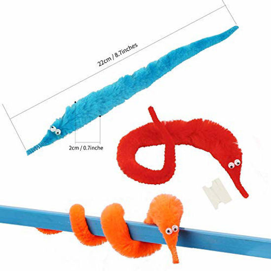 LYYXLL 64pcs Magic Worm Toys, Worm On a String Magic Fuzzy Worm Trick Toy  Party Favors (8 Colors)