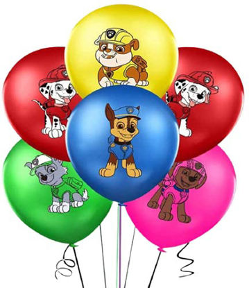 Picture of puppy birthday party balloon set, patrol theme party decoration supplies for boys and girls children, Chase Marshall Rocky (18 pack)