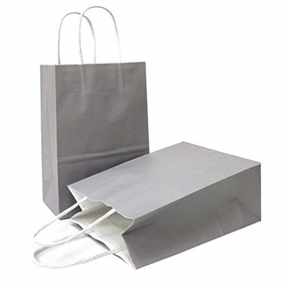 Picture of AZOWA Gift Bags Large Kraft Paper Bags with Handles (10.6 x 8.2 x 4.3 in, Grey, 25 Pcs)