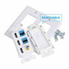 Picture of Brush Wall Plate 2gang, PHIZLI 3 HDMI Keystone Cat 6 Keystone Coax Cable TV F Type Wall Plate Female-Female Combination Faceplate