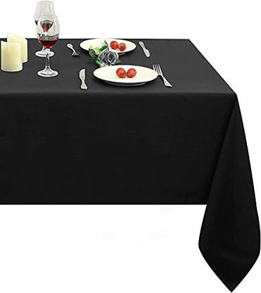 Picture of Obstal Rectangle Table Cloth, Oil-Proof Spill-Proof and Water Resistance Microfiber Tablecloth, Decorative Fabric Table Cover for Outdoor and Indoor Use (Black, 60 x 84 Inch)