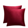 Picture of JUSPURBET Burgundy Decorative Velvet Throw Pillow Covers 20x20 Inches Set of 2,Luxury Solid Soft Pillow Covers for Sofa Couch Bed