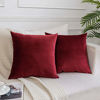 Picture of JUSPURBET Burgundy Decorative Velvet Throw Pillow Covers 20x20 Inches Set of 2,Luxury Solid Soft Pillow Covers for Sofa Couch Bed