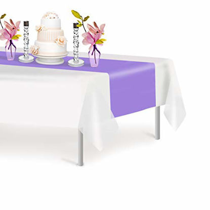 Picture of Lavender 12 Pack Premium Disposable Plastic Table Runner 14 x 108 Inch. Decorative Table Runner for Dinner Parties & Events By Grandipity