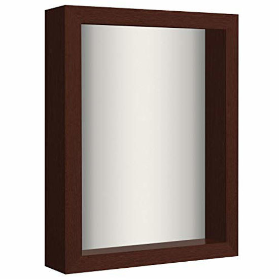 Picture of Americanflat 8.5x11 Shadow Box Frame in Mahogany with Soft Linen Back - Composite Wood with Shatter Resistant Glass for Wall and Tabletop