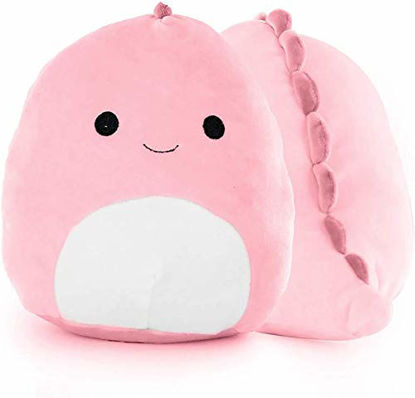 Picture of 1 Pcs Cute Dinosaur Plush Toy Dinosaur Stuffed Animal, 8 Inch Cotton Plushies Doll Soft Lumbar Back Cushion Pillow for Car and Home Decoration Plush Birthday (Pink)