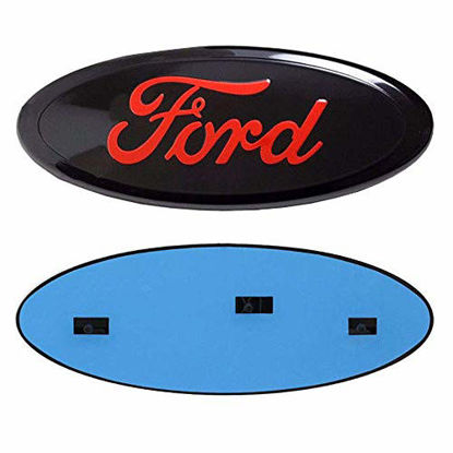Picture of Fd Front Tailgate Emblem, Oval 9"X3.5" Badge Nameplate for 04-14 F150 F250 F350, 11-14 Edge, 11-16 Explorer, 06-11 Ranger (Red)