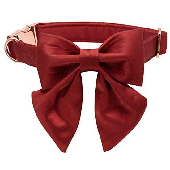 Picture of Lionet Paws Bowtie Dog Collar - Comfortable Silk Dog Collar with Detachable Bow Tie for Medium Dogs, Neck 13.5-22 Inches