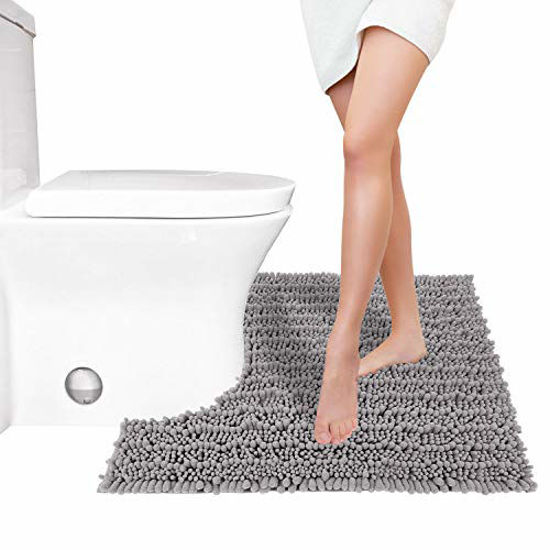 U Shaped Bathroom Rugs Contour Non-slip Toilet Mat Absorbent Cozy