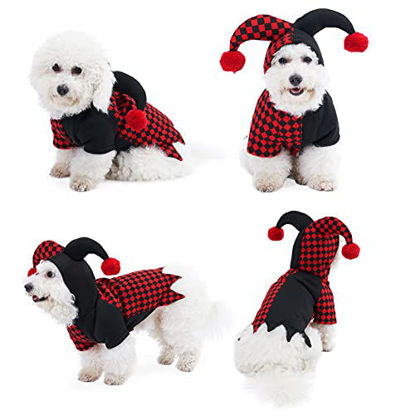 Picture of Yoption Dog Cat Joker Costumes, Pet Halloween Christmas Cosplay Dress Hoodie Funny Outfits Clothes for Puppy Dogs(M)
