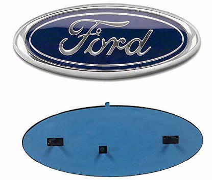 Picture of Fd Front Tailgate Emblem, Oval 9"X3.5" Badge Nameplate for 04-14 F150 F250 F350, 11-14 Edge, 11-16 Explorer, 06-11 Ranger (Blue)