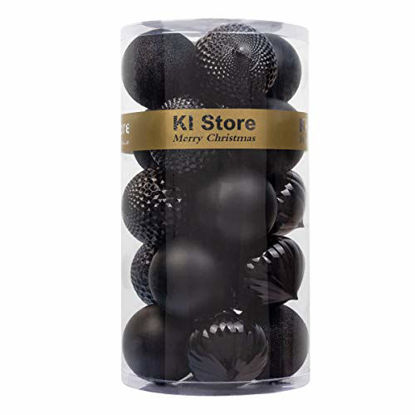 Picture of KI Store 20ct Black Christmas Balls 20pcs Shatterproof Large Christmas Tree Ball Ornaments Decoration 3.15-Inch for Holiday Wedding Party Decoration Ornaments Hooks Included