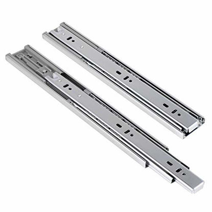 Picture of 1 Pair Self/Soft Closing Drawer Slides Runners-Ball Bearing 3 Fold Full Extension Side Mount Cabinet Hardware with 100 lb.Load Capacity Drawer Slides 12"