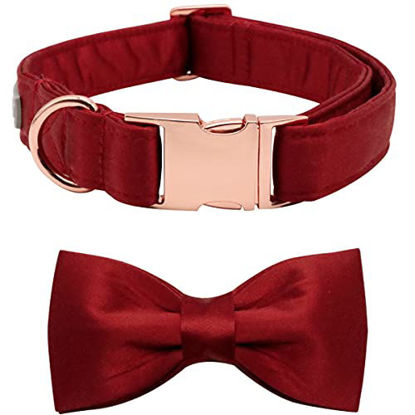 Picture of Lionet Paws Bowtie Dog Collar - Comfortable Silk Dog Collar with Detachable Bow Tie for Medium Dogs Wedding, Neck 13.5-22 Inches