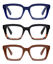 Picture of 3 Pack Oversize Square Design Reading Glasses for Women, Blue Light Blocking Reader (Black&Blue&Coffee, 2.5)