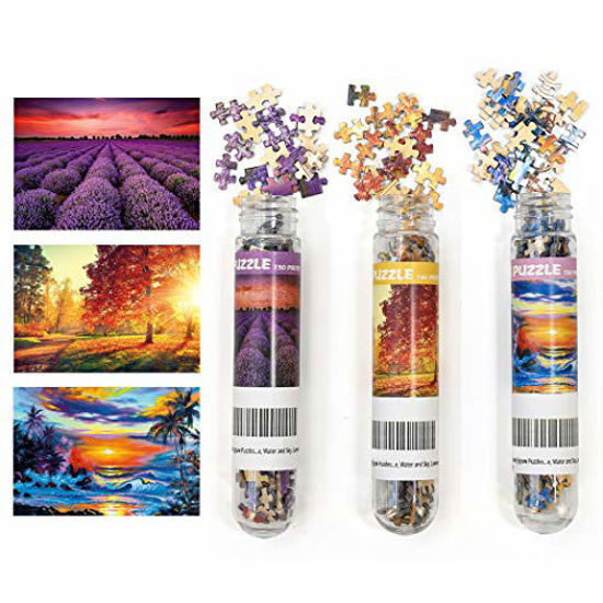 Picture of 3 Pack Landscape Mini Jigsaw Puzzles 150 Pieces for Adults Small Jigsaw Puzzle 6 x 4 Inches House Entertainment Toys Home Decor Puzzles