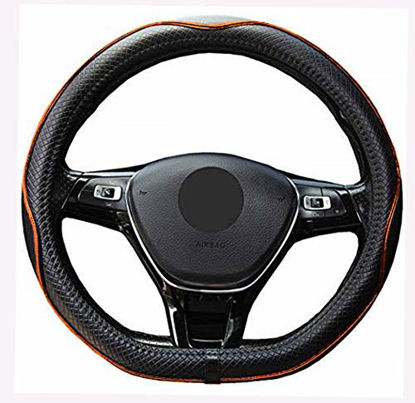 Picture of Mayco Bell Microfiber Leather Car Steering Wheel Cover (D Shape, Black Orange)