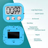Picture of 6 Pack Small Digital Kitchen Timer Magnetic Back and ON/Off Switch,Minute Second Count Up Countdown (Blue)