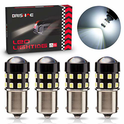 Picture of BRISHINE 4-Pack 1000 Lumens Super Bright 1156 1073 1141 7506 BA15S LED Bulbs 6000K Xenon White 24-SMD LED Chipsets with Projector for Backup Reverse Lights, Parking Lights, Daytime Running Lights