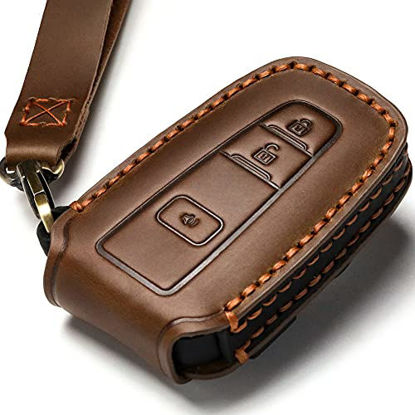 Picture of ZiHafate Car Key Fob Cover Case Compatible with Toyota Keyless Remote Control 202120202019201820172016 RAV4 Camry Corolla Avalon Tacoma Highlander 4Runner Tundra Prius Prado etc.BN-Brown 
