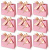 Picture of DECHISY 24Pack Thank You Gift Bags Boxes,Party Favor Small Bags Treat Boxes with Gold Bow Ribbon, Pink Pattern Paper Gift Bags Bulk for Wedding Baby Shower Business Party Supplies