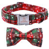 Picture of Lionheart glory Christmas Plaid Dog Collar Adjustable Soft Dog Collar with Bowtie, Pet Gift Dog Collars Bow for Small Medium Large Dogs