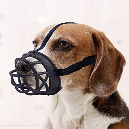 Picture of Mayerzon Dog Muzzle, Basket Breathable Silicone Dog Muzzle for Anti-Barking and Anti-Chewing (Size3-10.2/3.4in, Black)